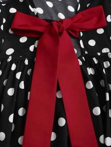 Vestido casual de mujer con cuello de barco, sin mangas, con estampado de cuadros, espalda descubierta, contraste de color, lazo en la cintura y silueta evasé, para primavera/verano - Negro - Ver 5