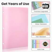 2-Pocket Folders Plastic Folders With Pockets 3 Hole Punched 1 Pack Pockets Folder For 3 Ring Binder With Labels Heavy Duty Binder Folder For Document Letter Size File Folder Pink - Hồng - Xem 3
