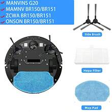 Replacement Parts For MAMNV For ZCWA For ONSON BR150/BR151, For MANVINS G20 2-In-1 Vacuum Cleaner Accessories Kit, 4 Side Brush, 2 Hepa Filter, 1 Mop Pad - như hình - Xem 2