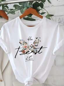 Camiseta Relajada con Estampado Forestal Cottagecore, Camiseta de Algodón Transpirable para Amantes de la Naturaleza, Camiseta Casual de Manga Corta para Primavera y Verano, Camiseta con Estampado Escénico Vacacional 2026 para Mujer, Camiseta Casual de Cuello Redondo para Playa de Verano - Camiseta Vintage de Estilo Urbano Unisex de Algodón Suelto de Manga Corta con Cuello Redondo, blusas para mujer. blusas.blusas casuales para dama. - Blanco - Ver 1
