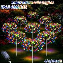Outdoor Solar Firework Lights, Waterproof Solar Powered Garden Flower Lights With Ground Stake, 8 Lighting Modes, Thanksgiving Halloween Decor Lights, Suitable For Yard, Patio, Garden, Pathway, Villa Outdoor Lighting Decoration, Autumn Decor, Home Decor, Valentine's Day Decor - Fireworks - View 5