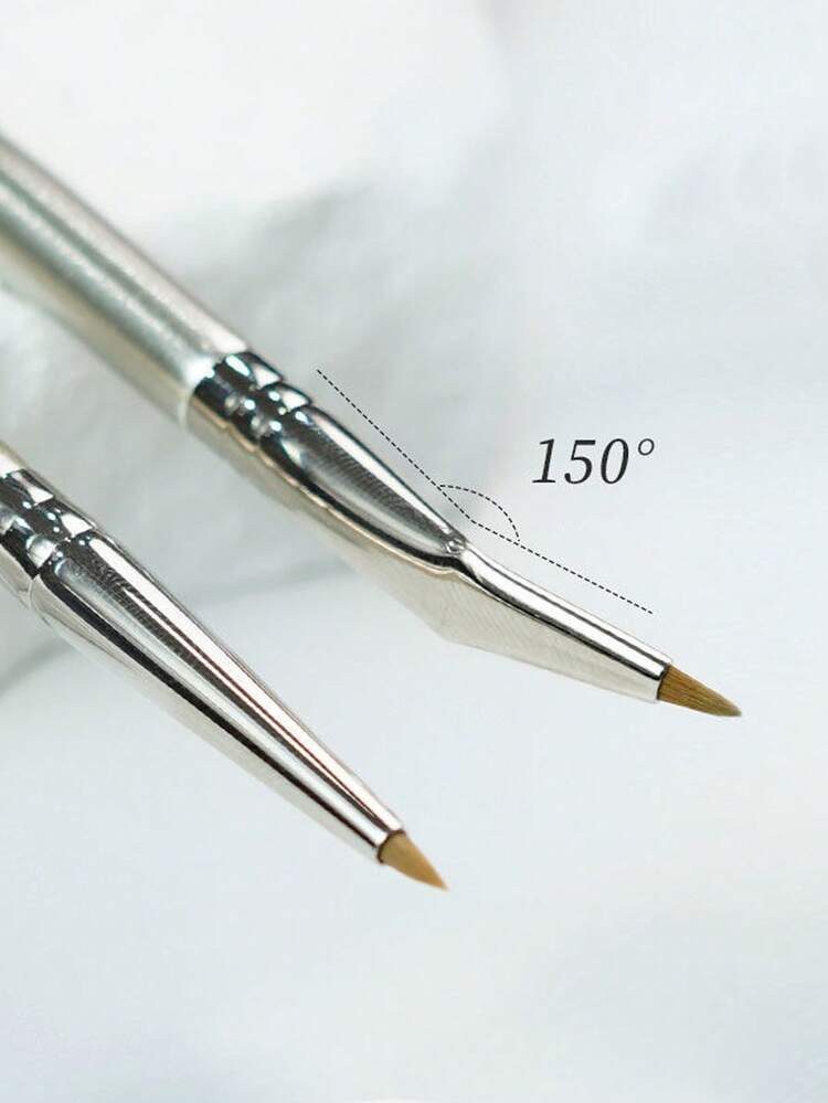 斜角/弯头眼线刷，精准刷头，轻松勾勒眼线，新手友好设计，不遮挡视线，可画出从内眼角到飞扬眼线的各种眼线，化妆工具 - 銀色 - 查看 5
