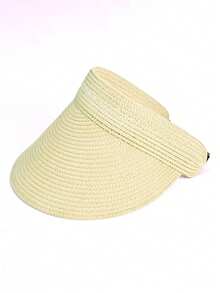 1pc Women's Straw Open Top Sun Hat For USA Mexico Canada World Cup, Foldable And Storable Casual Wide Brim Beach Hat, Essential Summer Outdoor Travel Hat - Multicolor - View 4