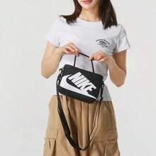 Nike Túi đeo vai, túi đeo chéo, túi xách tay mới dành cho nam và nữ. Kích thước xấp xỉ: 20*8*15cm - Đen và trắng - Xem 8
