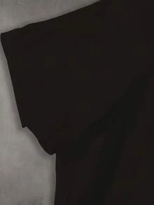 Camiseta Casual de Cuello Redondo para Mujer con Estampado de Corazón Realista - Poliéster Suave, Manga Corta, Perfecta para Primavera y Verano - Negro - Ver 5
