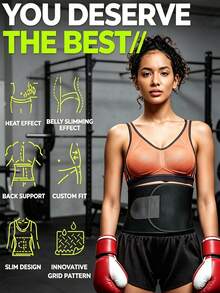 Waist Trimmer Sweat Waist Trainer For Women And Men Waist Sweat Enhancing Belt Band Belly Stomach Wrap Sauna Effect Tummy Control - Black - View 3