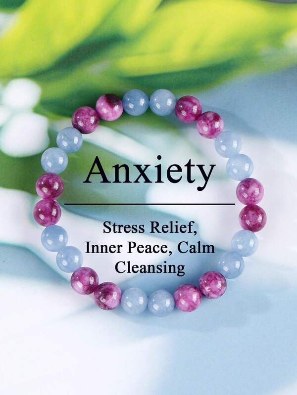 Bracelet d'anxiété à la mode et classique pour femmes et hommes, pierre d'ange et mica apportant une énergie positive, un soulagement du stress, la paix intérieure, l'apaisement, un accessoire de bijouterie spirituelle pour le port quotidien et les occasions spéciales