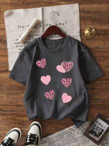 Camiseta de manga corta de moda para primavera y verano de 2026, hecha en México, 180 gramos. Estampado de dibujos animados, modelo de pareja, apta para uso interior o exterior. Cuello redondo, unisex, ideal para oficina y ocio. Paquete de una pieza. - Gris Oscuro - Ver 2