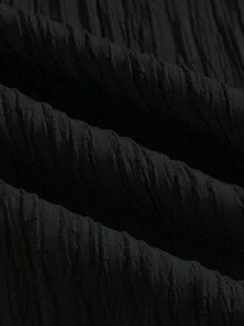 Pantalones largos casuales y simples con textura para mujer, ideales para el verano y la primavera, perfectos para el Día de San Valentín y Año Nuevo - Negro - Ver 4
