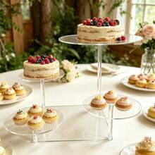 4-Tier Acrylic Wedding/Party/Birthday Cake Stand, Transparent Cupcake Display Rack For Desserts - Multicolor - View 1