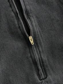MOD Vestido de mezclilla casual de verano para mujer con cuello cuadrado y mangas acanaladas sin mangas - Negro - Ver 3