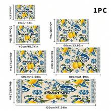 1pc Dish Drying Mat, Coffee Machine Pad, Yellow Lemon & Blue Baroque Leaf Pattern Absorbent Draining Mat, Suitable For Dining Table, Cafe, Multi-Purpose Drainage Pad, Home Gift, Tabletop Decor - XYLSD-351 - View 14