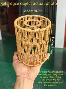 Handmade Woven Rattan Pendant Lamp Shade, Vintage Ceiling Decor Accessory, No Power Or Battery Required, Suitable For Other Party Gifts/Other Kitchen Tool Lamp Shades/Room Decor - Semicircle - View 14