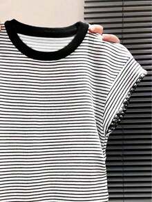 Nueva camiseta de manga corta con bloques de color y rayas, ropa de primavera/verano - Multicolor 2 - Ver 5