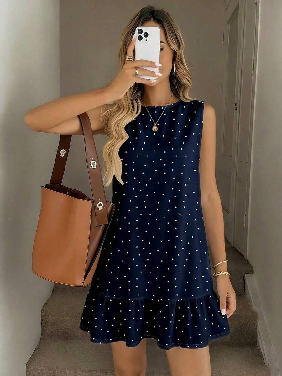 mini estampado para mujer, adecuado para primavera y verano - Azul marino - Ver 1