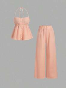 Sweetro Conjunto de dos piezas para mujer para uso diario - Naranja - Ver 9