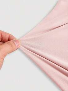 Camiseta de mujer de unicolor con pliegues, de estilo versátil - Rosa Pálido - Ver 10