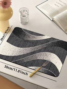 1pc Diatomaceous Earth Wave Striped Kitchen Mat, Three-Color Wave Texture, 3.5mm Thick Cuttable, Absorbent Non-Slip Floor Mat, Small Rug For Kitchen, Bathroom, Entryway, Patio, Hot-Selling Long Foot Mat - Multicolor - View 12