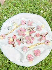 14pcs Soft Multicolor Resin Shoe Decorations, With Detachable Flower, Chain, Butterfly, Floral Branch, Beads And Ornaments - DIY Shoe Accessories, Suitable For Sandals, Slippers, Boots - Perfect For Easter, Birthday, Valentine's Day, Mother's Day, Halloween Gifts - Vibrant Gold, Pink And Various Colors With Rhinestone Design - For Women, Shiny Shoe Clips, Shoe Charms, Shoe Studs And Jewelry - Multicolor - View 1
