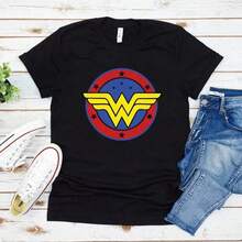 1 pieza Camiseta Wonder para Mujer, Regalo para el Día de la Madre, Camiseta Girl Power, Camiseta Superhero Mama, Camiseta Gráfica Wonder Mom para Mujer, 100% algodón - Negro - Ver 5