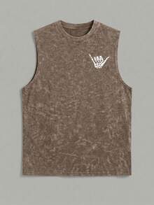 Simple Studio | Men's Vintage Rugged Style Washed Short Sleeve Tank Top | Suitable For Summer Wear | Comfortable & Breathable | Leading Fashion - Brown - View 4