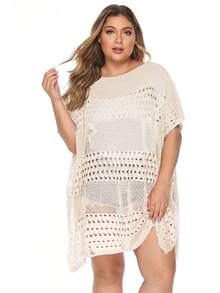 Vestido Playa Tejido Talla Grande para Mujer, Holgado con Costados Abiertos, Colores Varios, Estilo Casual para - Marrón beige - Ver 2