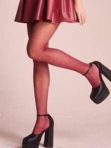 1 Pair Sexy Transparent Vintage Charming Ultra-Thin Elastic Tights - Burgundy - View 2