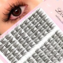 1 Box Natural Clustered False Eyelashes - Overall Fluffy And Lightweight With Slim And Delicate Lash Roots, Creating A Messy And Atmospheric Dense Makeup Look. Adopting C-Curve Design, They Are Easy For Beginners To Apply And Reusable, Suitable For Daily Outings And Various Special Occasions. Reusable False Eyelashes | C-Curve False Eyelashes | Practical Tool For Precise Eyelash Application - A - View 1