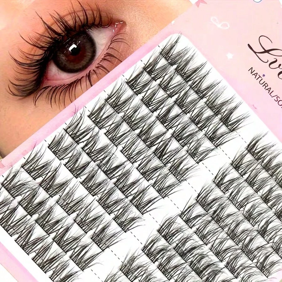1 Box Natural Clustered False Eyelashes - Overall Fluffy And Lightweight With Slim And Delicate Lash Roots, Creating A Messy And Atmospheric Dense Makeup Look. Adopting C-Curve Design, They Are Easy For Beginners To Apply And Reusable, Suitable For Daily Outings And Various Special Occasions. Reusable False Eyelashes | C-Curve False Eyelashes | Practical Tool For Precise Eyelash Application - A - View 1