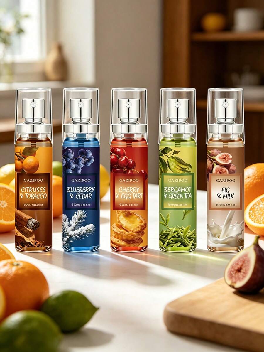 20ML 夏季海灘香氛室內噴霧，海灘配件，5 種不同款式（藍莓、櫻桃、香草、無花果、柑橘），適用於去除房間、汽車、臥室的異味，持久海灘複合香氛噴霧系統，適合作為度假禮物、母親節禮物、情人節禮物、返校必需品 - gazipoo - 查看 1