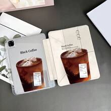 1个冰黑咖啡图案带笔槽的支架，多角度设计，兼容iPad 10.9/10.2/Air第五代/Pro 11/10代/9.7/Air 2/7/8代/Air 4/5/Air 13/11(M3 2025)/11(A16 2025)，兼容OPPO平板电脑，兼容华为MatePad，兼容荣耀平板电脑 - 彩色 - 查看 3