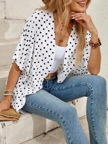 Chaqueta casual de mujer con mangas tipo murciélago - Blanco - Ver 7