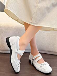 2025 New Functional Ballet Dance Sneakers For Women, Thick Sole Mary Jane Shoes With Stylish Design - White - View 4