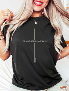 Estilo Oversized para Mujer, Camiseta John 14:6, Camiseta Yeshua, Merchandising de Jesus Is King, La Vía, La Verdad, La Vida, Camiseta de Jesús, Camiseta Cristiana para Hombre, Fe por Encima del Miedo, Camiseta Holgada para Mujer, Perfecta para Fiestas o Regalos, Suave y Cómoda - Negro - Ver 7
