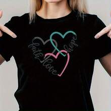1 pegatina de transferencia térmica con diseño de corazón de fe cristiana estilo bohemio, adecuada para ropa, camisetas, jeans, sudaderas y fundas de almohada, moderna, duradera y lavable. - Negro - Ver 2