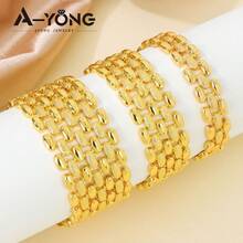 21K金迪拜风格阿拉伯新娘结婚手镯，阿尔及利亚穆斯林女性日常派对首饰 - Cuff Bracelet - 查看 5