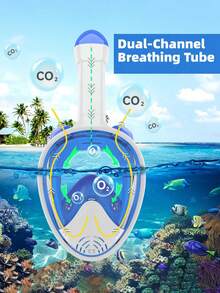 1pc Full Face Snorkel Mask With Camera Mount, 180° Panoramic View, Dry Top Snorkel, Anti-Fog Anti-Leak Diving Equipment, Essential Adult Beach & Swimming Pool Gear - Multicolor - View 5