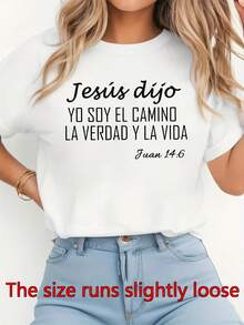 Camiseta de Verano Premium Estampada para Mujer - Camiseta con Versículo Bíblico en Español - "Yo soy el camino, la verdad y la vida" Juan 14:6 (Yo soy el camino, la verdad y la vida) - Camiseta Blanca de Fe Cristiana con Texto en Español - Blanco - Ver 1