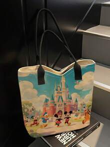 Back To School Disney Cute Cartoon Print Tote Bag, Suitable For Women's Daily Shopping And Gatherings, Casual Style Tote Bag (Reference Real Product Image Available) - Multicolor - View 13
