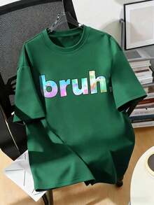 Esta camiseta casual estampada está diseñada específicamente para niñas y adolescentes, y presenta un diseño gráfico con la palabra "Bruh".El diseño de cuello redondo y manga corta es muy adecuado para el uso en verano.Es la elección perfecta para salidas de verano, escuela, picnics, temporadas de primavera y verano, viajes y fiestas. - Verde Oscuro - Ver 7