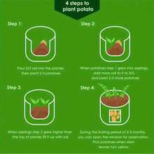 1 Peça Saco para Plantio de Batatas, Com Tampa Articulada e Alça Importada, Saco de Plantio de Jardim Durável, Vaso de Tecido Não Tecido Espesso, Adequado para Tomates, Batatas, Cenouras, Cebolas, Taro, Rabanetes e Outras Hortaliças e Frutas - Multicolorido - Visão 6