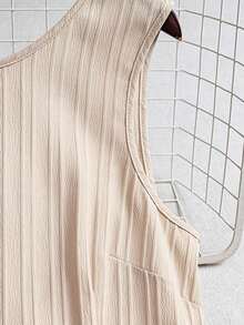 Vestido casual mini de mujer con tirantes de amarre, espalda descubierta, sin mangas, corte evasé y dobladillo con volantes - Albaricoque 2 - Ver 5