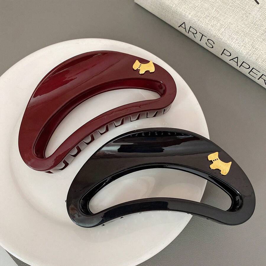 優雅鏤空弧形髮夾配小金色狗飾,時尚防滑強力夾,適合女性,時尚髮飾適用於髮髻、盤髮及固定厚髮,適合日常穿搭、上班通勤、約會、週末及各種場合,為日常髮型增添優雅精緻魅力 度假海灘抓夾 - 彩色 - 查看 1