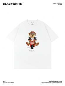 Camisetas de manga corta para hombre, tops versátiles,  al por mayor directamente de fábrica, comercio exterior transfronterizo, camisetas estampadas para hombre y mujer. - Negro - Ver 1