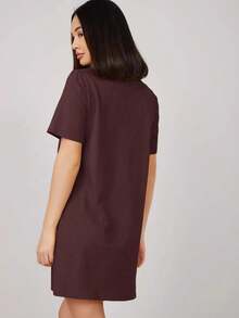 Vestido corto de mujer de unicolor para uso casual, diario y de fiesta - Granada - Ver 2