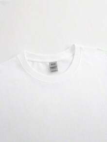 Camiseta de algodón 100% puro para mujer, con estampado clásico, manga corta, cuello redondo, estilo casual de verano, longitud regular, adecuada para primavera, verano y otoño. - Blanco - Ver 4