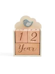 Newborn Growth Milestone Wooden Blocks, Growth Memory Photography Props, Birthday Record Photography, Birth & Growth Commemoration - Beige - View 10