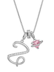 1 pieza Collar de acero inoxidable dorado con colgante de corazón rosa, letra personalizada y circonita cúbica exquisita, collar con letra de nombre simple, regalo de moda para novia, mamá, familia, amiga, hija, adecuado para aniversario, Día de San Valentín, Día de la Madre, cumpleaños, graduación, uso diario, boda, baile de graduación - Plateado - Ver 15