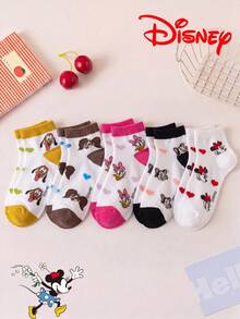Disney 10/5/1 双迪士尼卡通短袜礼品，夏季女袜米妮印花袜，迪士尼船袜米妮、黛西、奇奇和蒂蒂，舒适透气时尚女袜，可爱少女风透气百搭白色袜子 - 彩色 - 查看 15