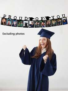 12pcs/Set Graduation Party Decorations, 2026 Graduation Photo Frame Banner, Suitable For 2026 Graduate Photos, Graduation Party Supplies, Party Decorations, Home Decor For Graduation Season (Black) - A - View 6